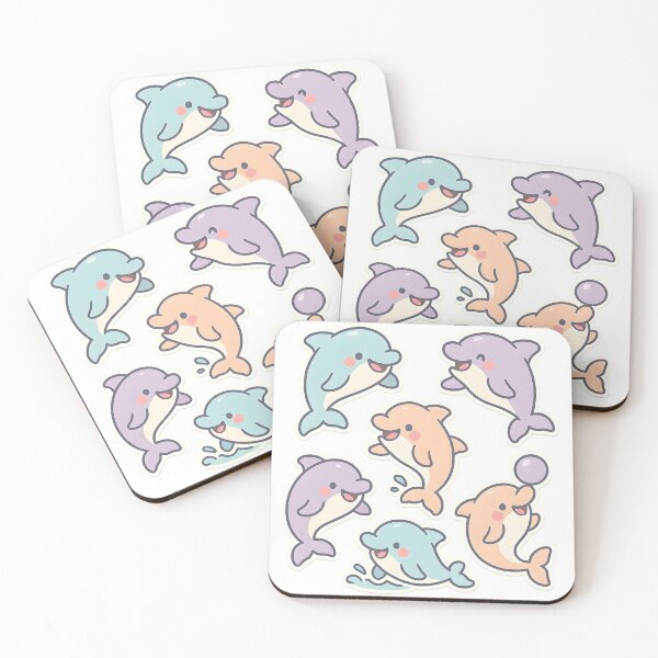 Item preview, Cute Kawaii Dolphin Illustration Set designed and sold by SassyArtistry.