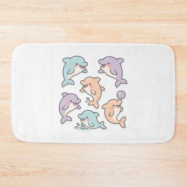 Item preview, Cute Kawaii Dolphin Illustration Set designed and sold by SassyArtistry.