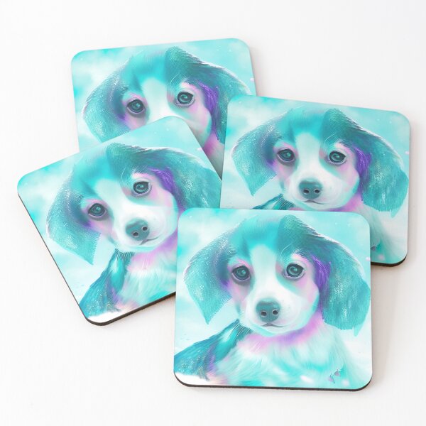 Item preview, Turquoise cute puppy with black nose and big eyes ,my original painting designed and sold by Jennifer Morcom.