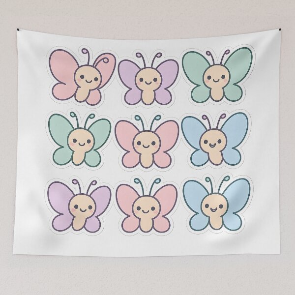 Item preview, Cute Kawaii Butterfly Illustration Set designed and sold by SassyArtistry.