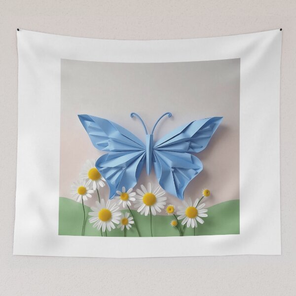 Item preview, Blue Origami Butterfly with Daisies designed and sold by sharon1210.