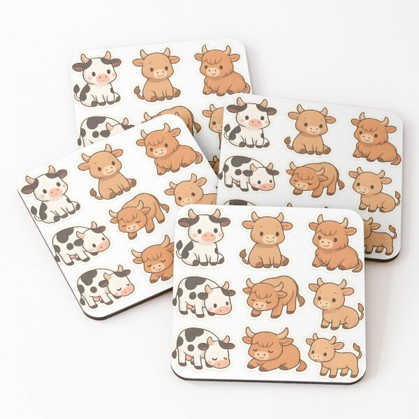 Item preview, Cute Kawaii Cow and Bull Set designed and sold by SassyArtistry.
