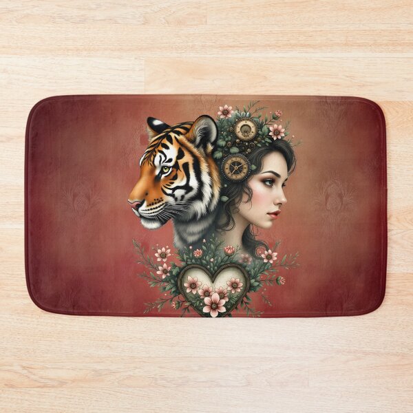 Item preview, Magical steampunk floral world: An artistic, magical portrait design that combines natural motifs with mechanical elements. designed and sold by nicky2342.