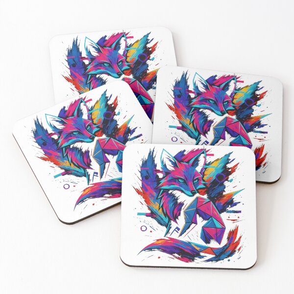 Item preview, Neon Origami Fox – Glitch x Origami x Expressionism designed and sold by FreddyE.
