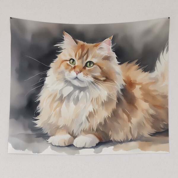 Item preview, Fluffy Cat Watercolour Portrait designed and sold by CalmnessbyChoice.