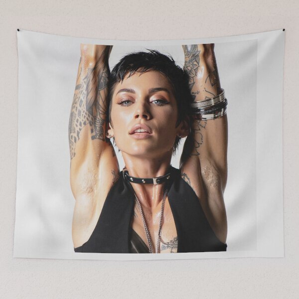 Item preview,   Beautiful sexy gym woman posing with her arms up showing her armpits sweating designed and sold by Vintage Designs +.