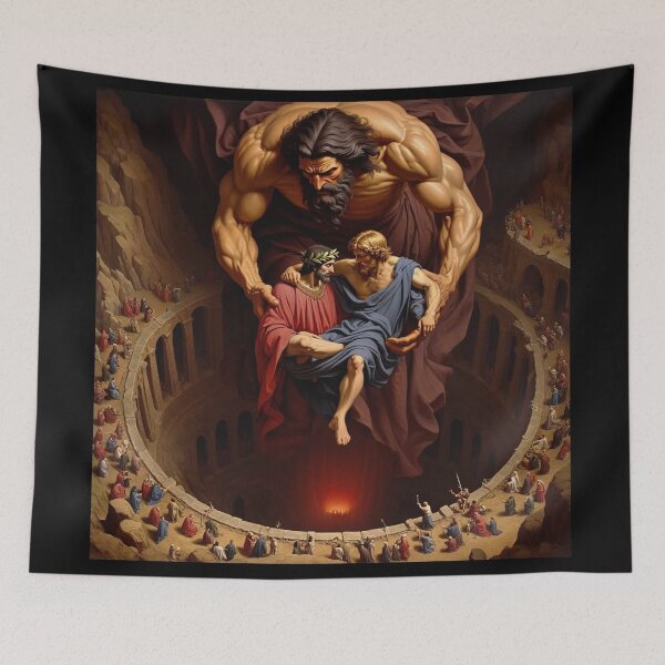 Item preview, Painting depicting Dante's Inferno the Divine Comedy medieval art designed and sold by Vintage Designs +.