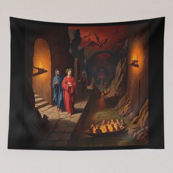 Item preview, Painting depicting Dante's Inferno the Divine Comedy medieval art designed and sold by Vintage Designs +.