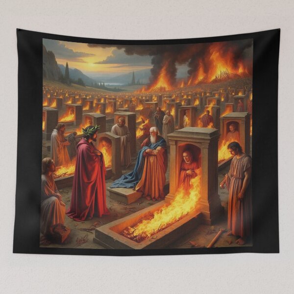 Item preview,  Painting depicting Dante's Inferno the Divine Comedy medieval art designed and sold by Vintage Designs +.