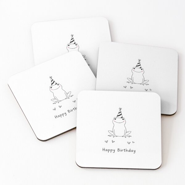 Item preview, Minimalist Frog Birthday Card simple monochrome cute black white gift happy cake designed and sold by CheeseBlueprint.