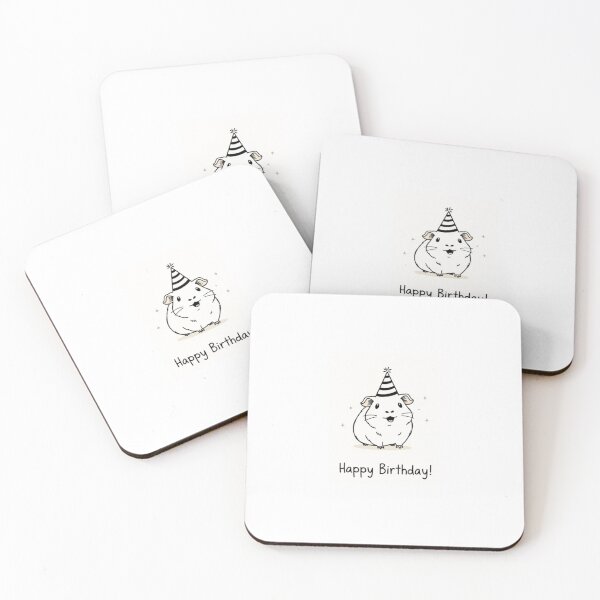 Item preview, Minimalist Guinea Pig Birthday Card simple monochrome cute black white gift happy cake designed and sold by CheeseBlueprint.