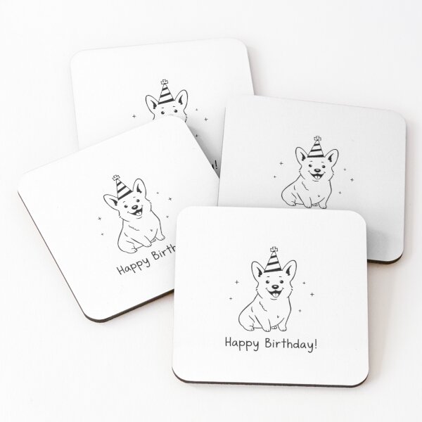 Item preview, ..Minimalist Corgi Birthday Card simple monochrome cute black white gift happy cake designed and sold by CheeseBlueprint.
