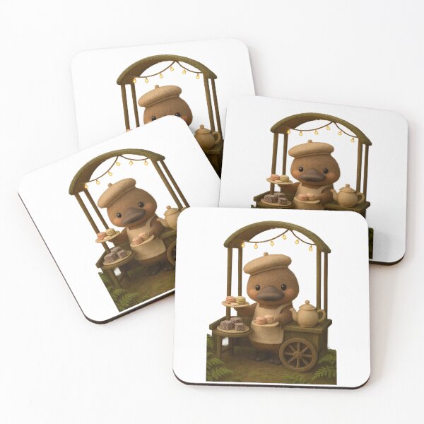 Item preview, Cute Platypus Pastry Chef Tea Cart - Cute Australian Cottagecore Art designed and sold by Moons Studio.