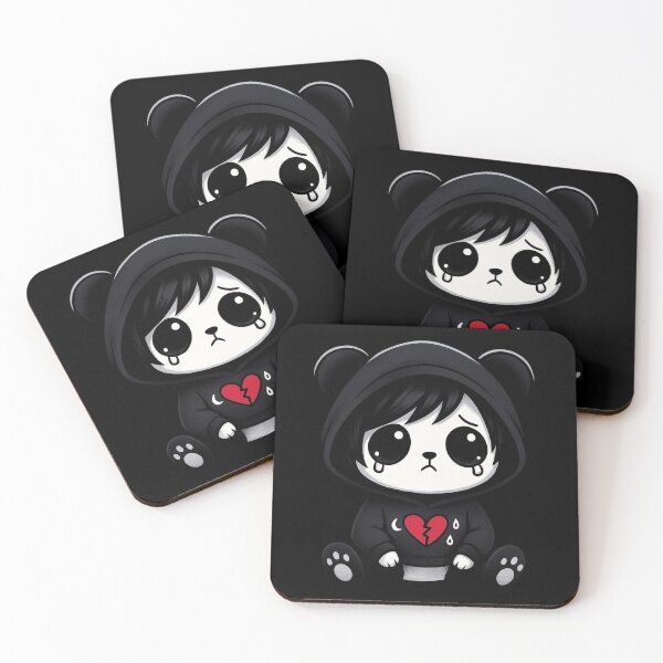 Item preview, Sad Panda Girl in Broken Heart Hoodie | Cute Emo Kawaii Design designed and sold by Mewra.