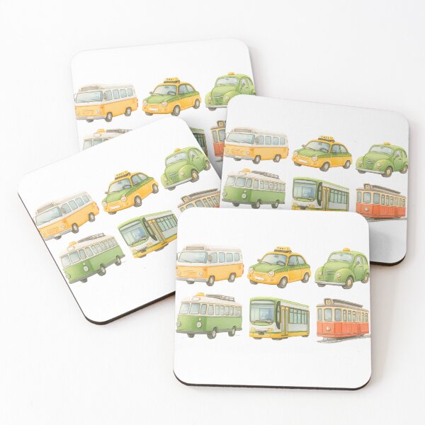 Item preview, Cute Watercolor Public Transport Sticker Pack | Bus, Taxi, Tram, Car designed and sold by K@raksnalee.