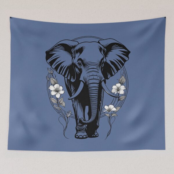 Item preview, Elephant with floral frame designed and sold by IHImage.