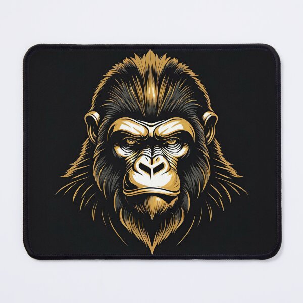 Item preview, Gorilla portrait with grim look black gold designed and sold by IHImage.