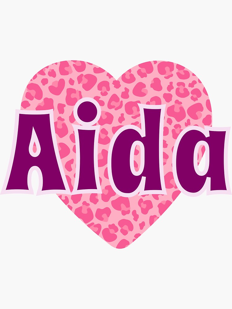 Aida Name Pink Leopard Heart Sticker for Sale by jeallan Redbubble