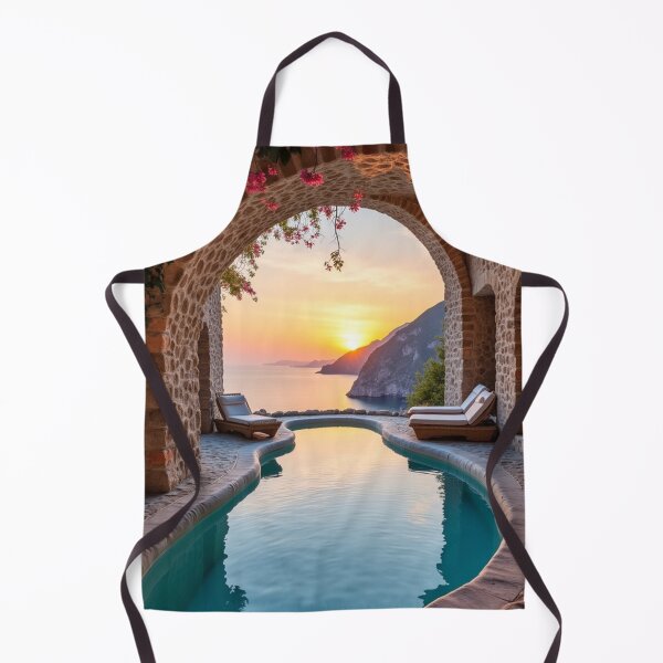 Item preview, Mediterranean Cliffside Infinity Pool at Sunset – Coastal Wall Art Print designed and sold by AlexeyevZurga.