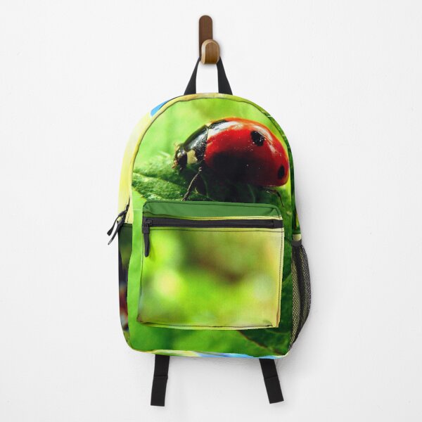 Item preview, Ladybug on Green Leaf with Blue Flower designed and sold by pixelandpine.