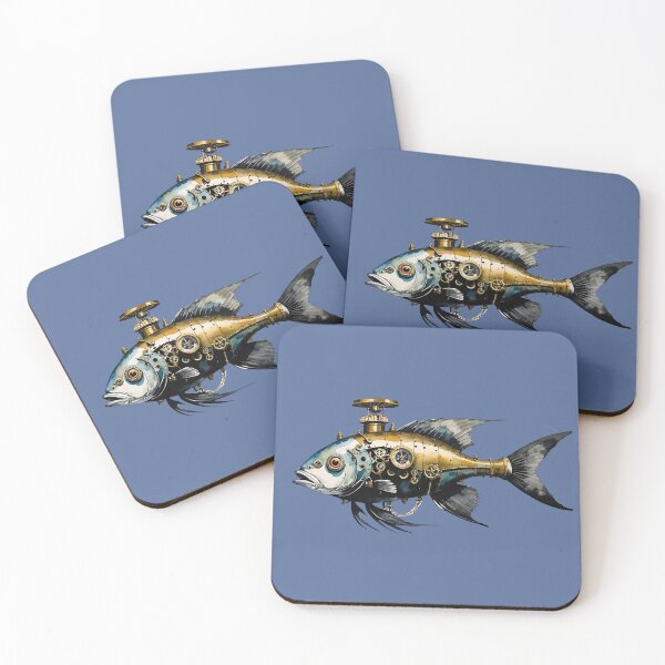 Item preview, Fish in kind like a steampunk motif for anglers designed and sold by IHImage.