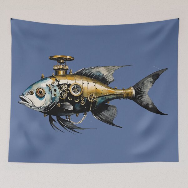 Item preview, Fish in kind like a steampunk motif for anglers designed and sold by IHImage.