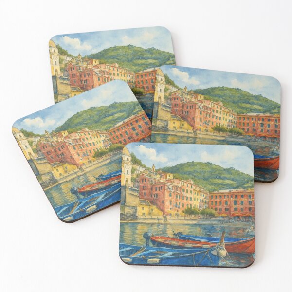 Item preview, Italian Coastal Village Watercolor Print designed and sold by LilacMacri.