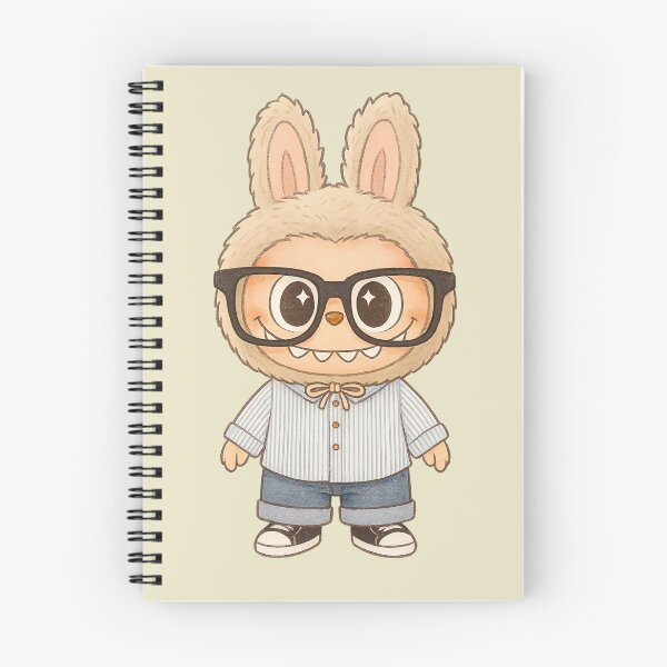 Aperçu de l'œuvre Labubu au lait de soja avec lunettes et chemise rayée (Les Monstres) créée et vendue par SnapLabDesigns.