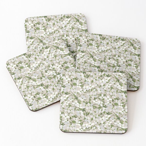 Item preview, Dogwood Blossoms on Beige d4caba Half-drop designed and sold by Art in My Loft.