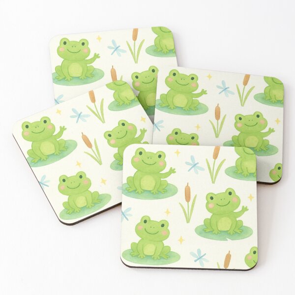 Item preview, Seamless pattern of cute cartoon frogs on lily pads designed and sold by KasidetChitpool.