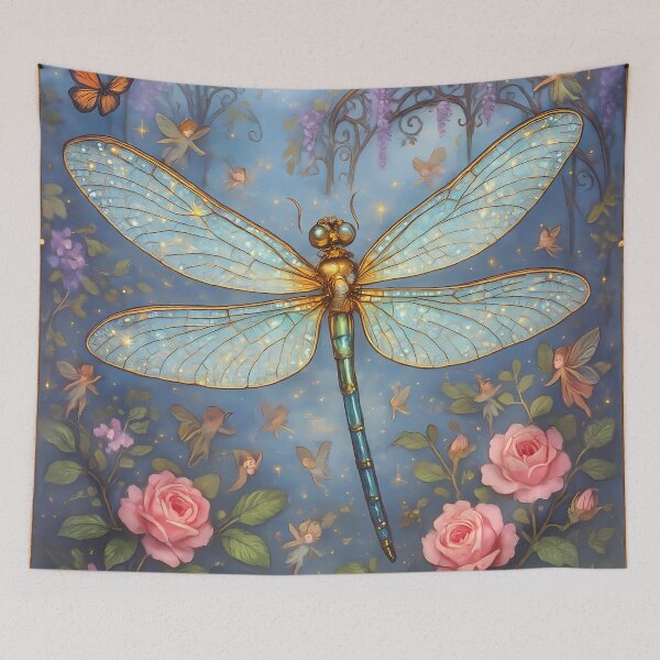 Item preview, Fairy Garden Dragonfly – Enchanted Victorian Fantasy Greeting by Randa Lee Creative designed and sold by Randa Lee Creative.