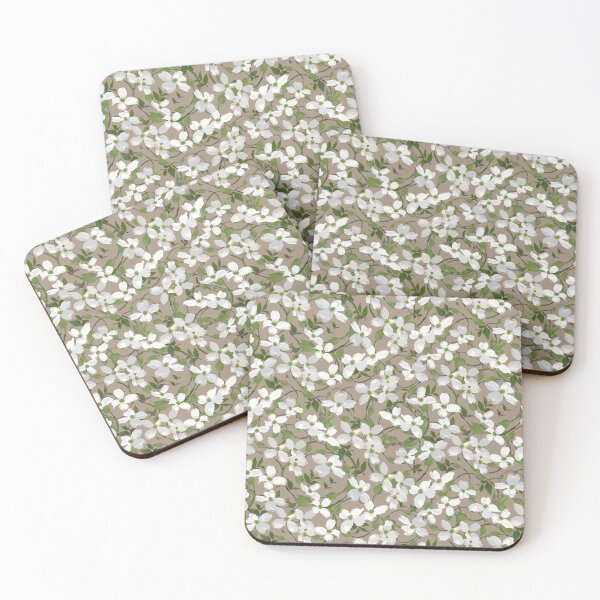 Item preview, Dogwood Blossoms on Soft Brown a79480 Half-drop designed and sold by Art in My Loft.