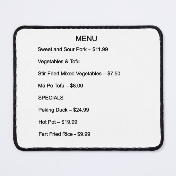 Item preview, Chinese Menu Fart Fried Rice Funny T Shirt designed and sold by Bad-Idea-Wear.
