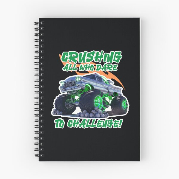 Item preview, Monster Truck Crushing Skulls with Green Neon Glow and Flaming Streaks designed and sold by SplashTastic.
