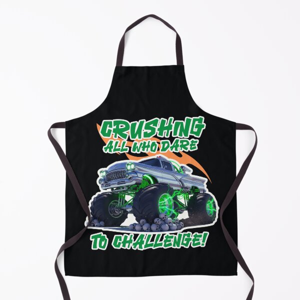 Item preview, Monster Truck Crushing Skulls with Green Neon Glow and Flaming Streaks designed and sold by SplashTastic.