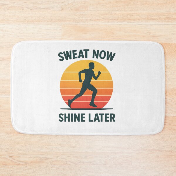 Item preview, Sweat Now, Shine Later – Retro Gradient Runner Silhouette in Sunset Fitness Art designed and sold by EmilTheRat890.