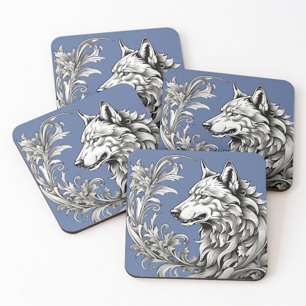 Item preview, Wolf with floral decorations minimalist designed and sold by IHImage.