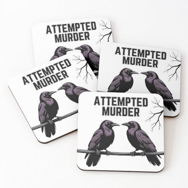 Item preview, Attempted Murder – Funny Crow Silhouette Pun Design designed and sold by Timeless Design.