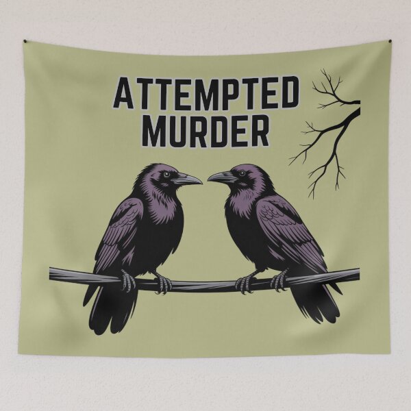 Item preview, Attempted Murder – Funny Crow Silhouette Pun Design designed and sold by Timeless Design.