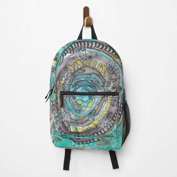 Item preview, Turquoise - Yellow Spiral Botanical Abstract | Watercolor Zen Design designed and sold by ColorWander.