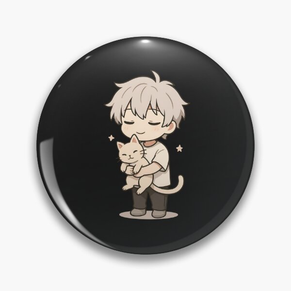 Item preview, Chibi Cat Hugger – Cute Anime Kawaii Character Holding Cat designed and sold by ColorSplash123.