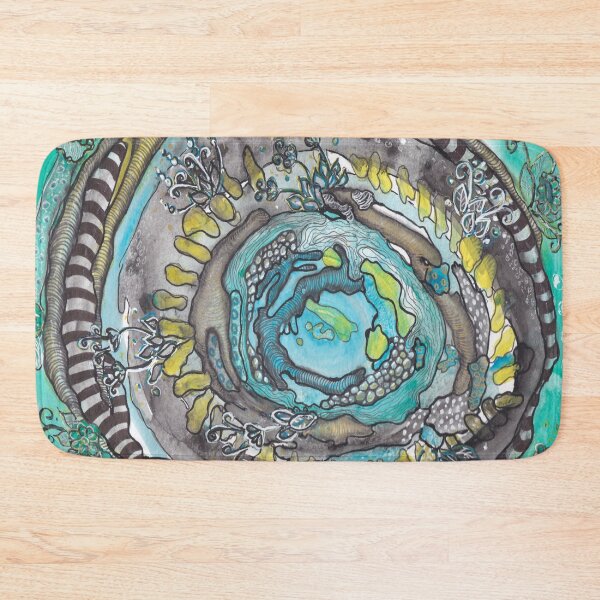 Item preview, Turquoise - Yellow Spiral Botanical Abstract | Watercolor Zen Design designed and sold by ColorWander.