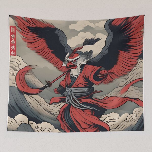 Item preview, Storm Cliff Tengu – Edo Period Mythical Japan Art designed and sold by Vandy Fullam.