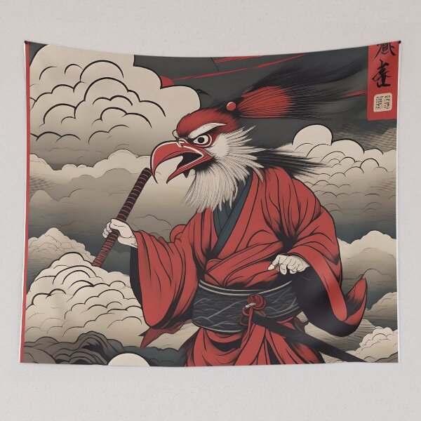 Artikelvorschau, Rote Maske Tengu – Vintage japanische Yokai Ukiyo-e entworfen und verkauft von Vandy Fullam.