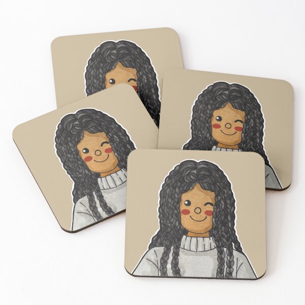 Item preview, Adorable Black Girl Illustration – Watercolor Long Braided Hair Cartoon Art designed and sold by PangmulCartoon.