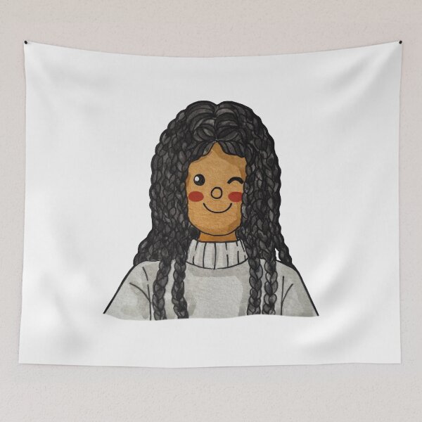 Item preview, Adorable Black Girl Illustration – Watercolor Long Braided Hair Cartoon Art designed and sold by PangmulCartoon.