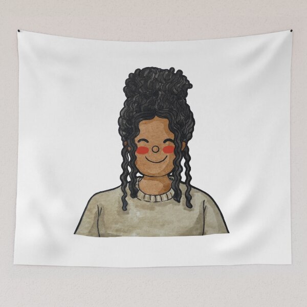 Item preview, Cute Black girl Portrait – Watercolor Cartoon Bun Hairstyle designed and sold by PangmulCartoon.