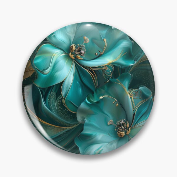Item preview, Luxury Teal Floral Art – Elegant Abstract Flower Design with Gold Accents designed and sold by MiraLumeStudio.
