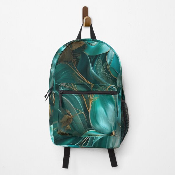 Item preview, Luxury Teal Floral Art – Elegant Abstract Flower Design with Gold Accents designed and sold by MiraLumeStudio.