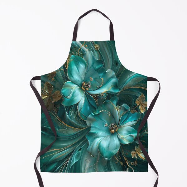 Item preview, Luxury Teal Floral Art – Elegant Abstract Flower Design with Gold Accents designed and sold by MiraLumeStudio.